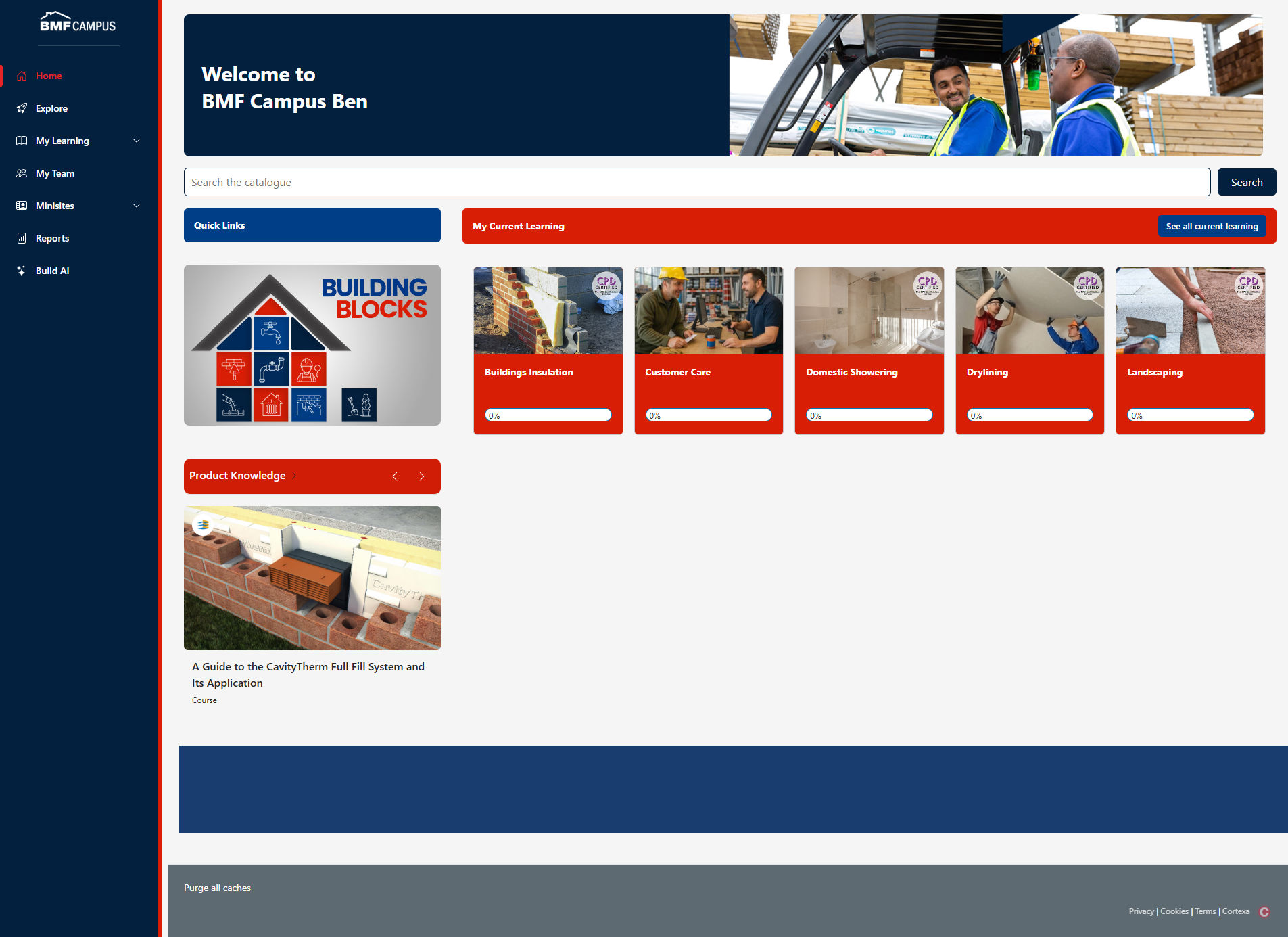 BMF learner dashboard on the multi-tenant Totara Learn platform